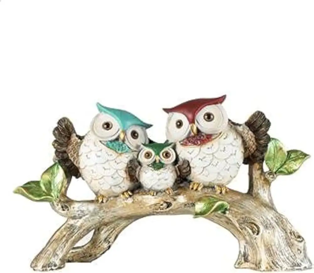 Family owl decorative statue