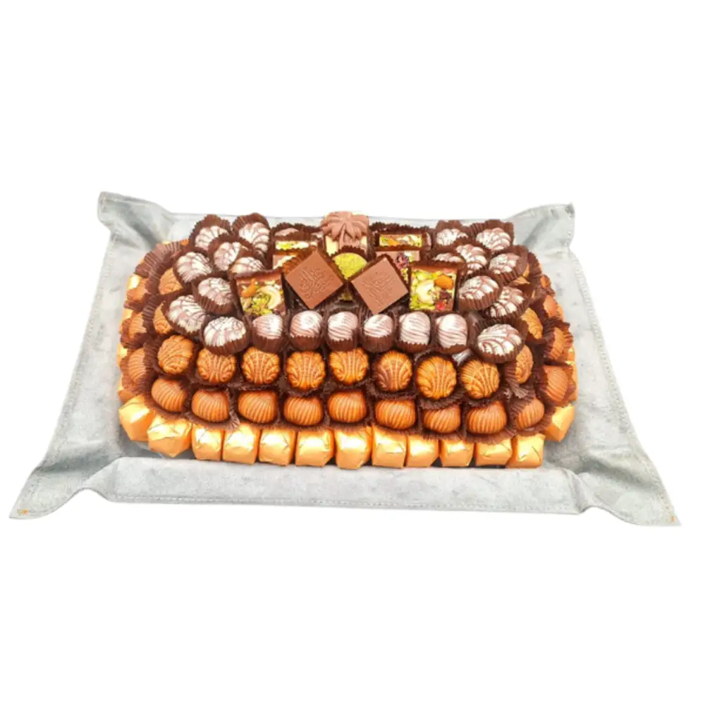 A rectangular chocolate tray