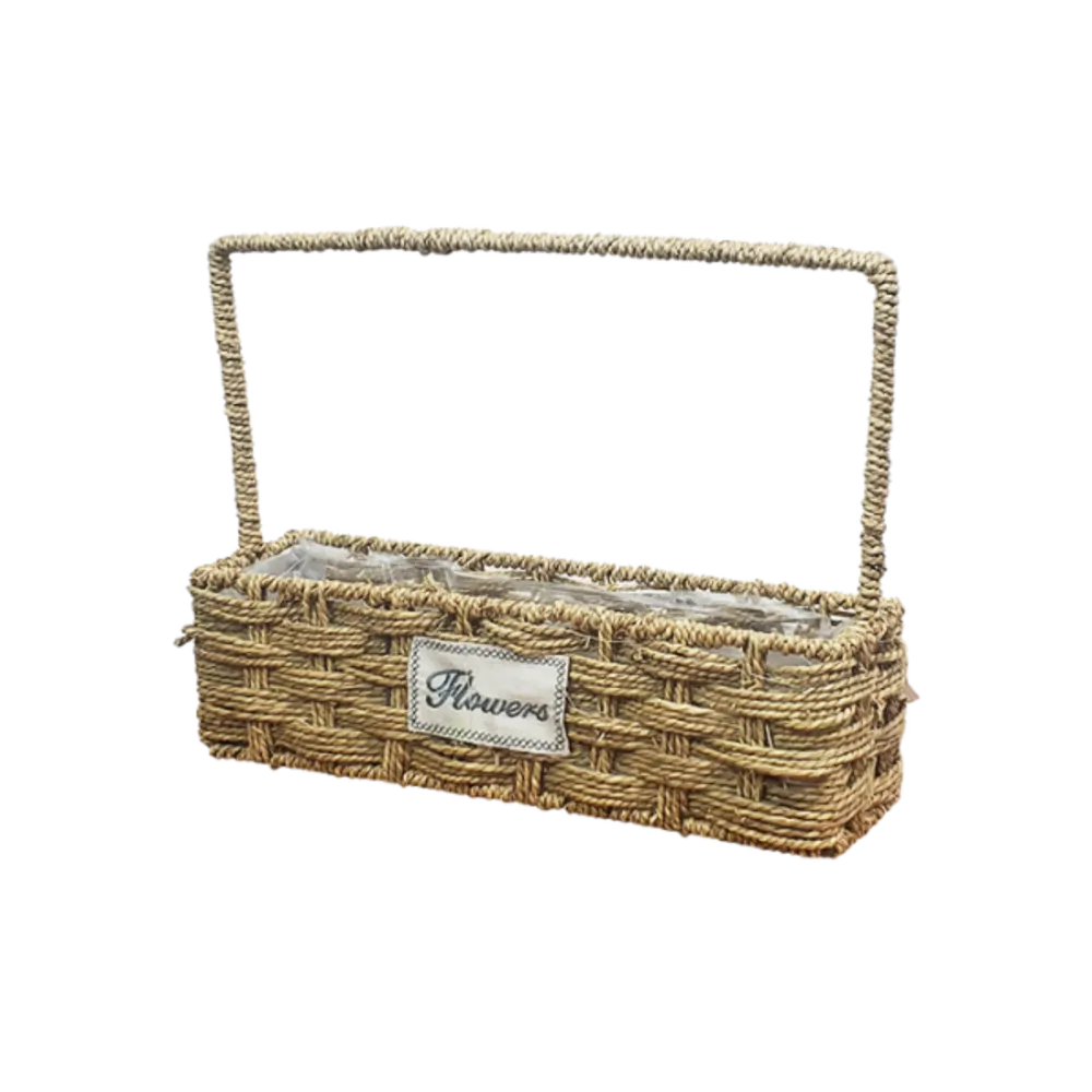 Straw Long Basket - With Handle