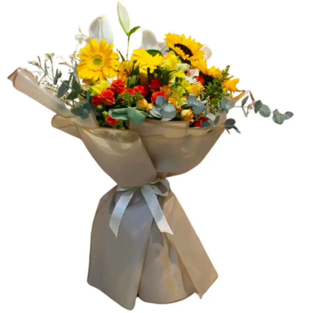 SUNFLOWER & RED-ROSES BOUQUET