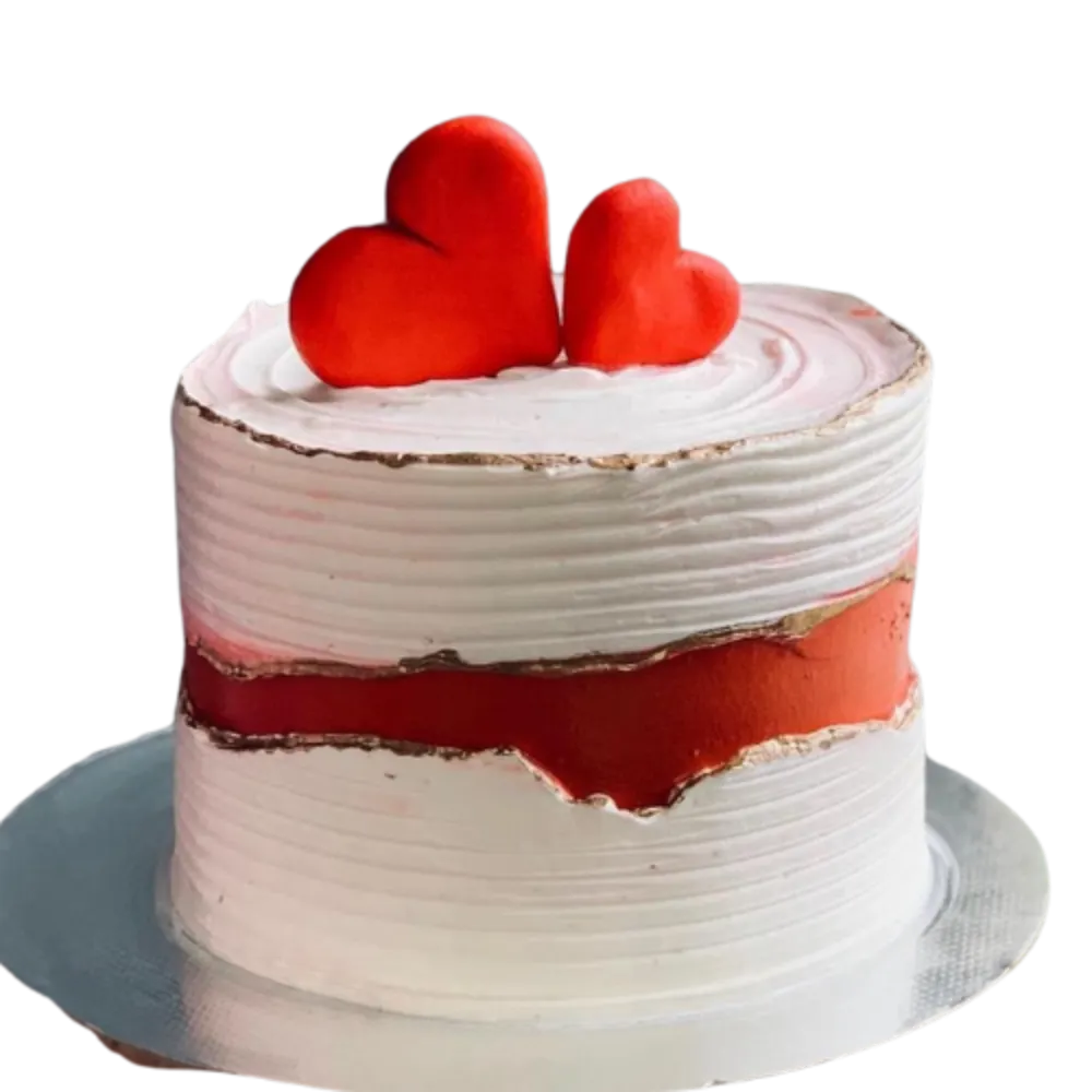 Red hearts cake