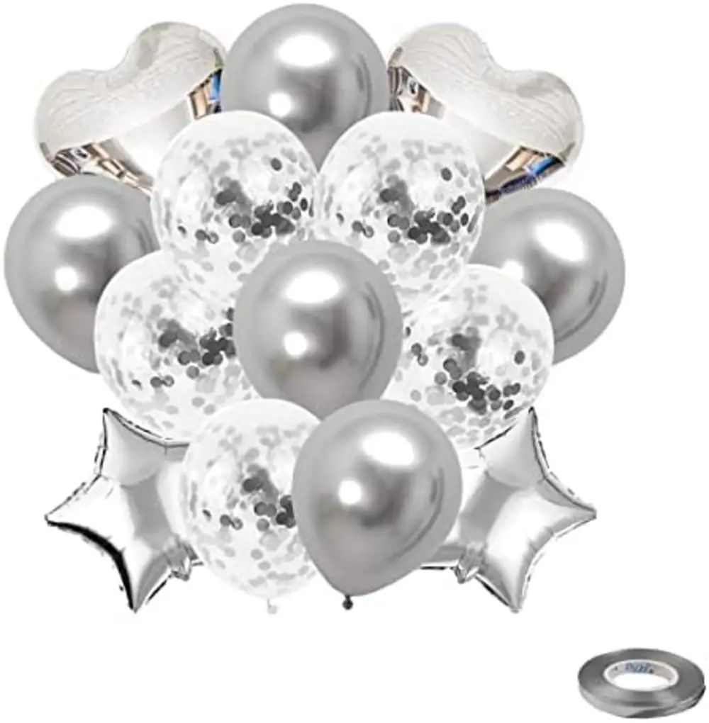 5 silver ballons
