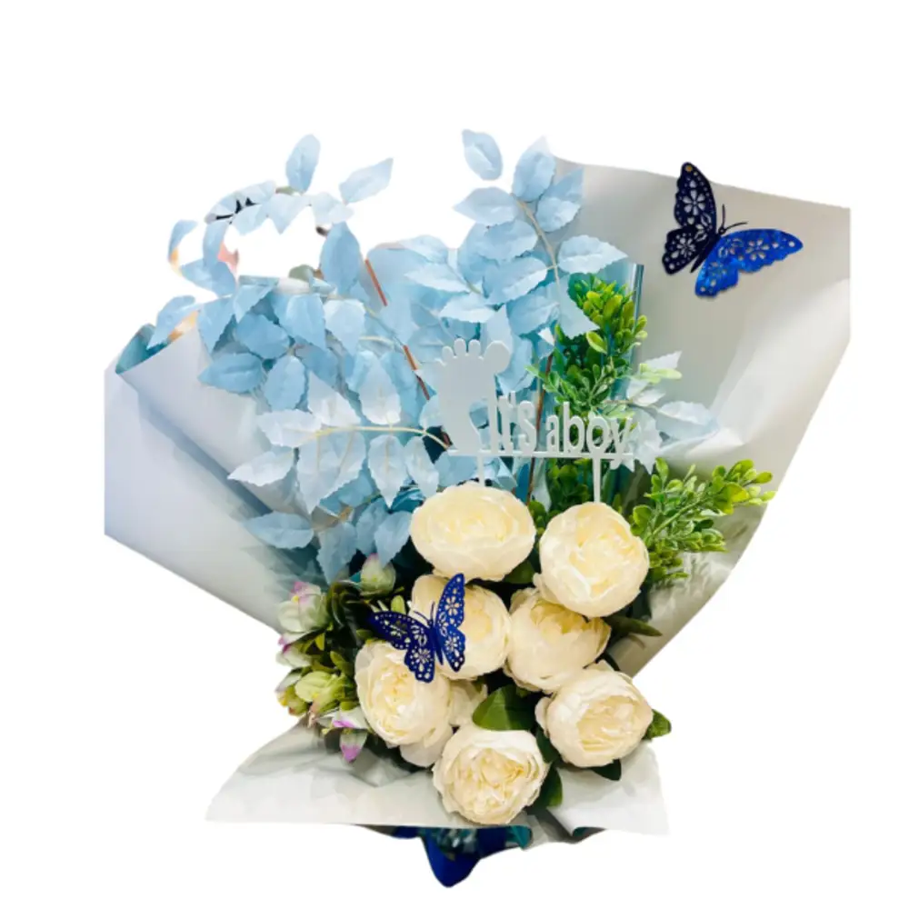 awsome blue bouquet with small butterfly