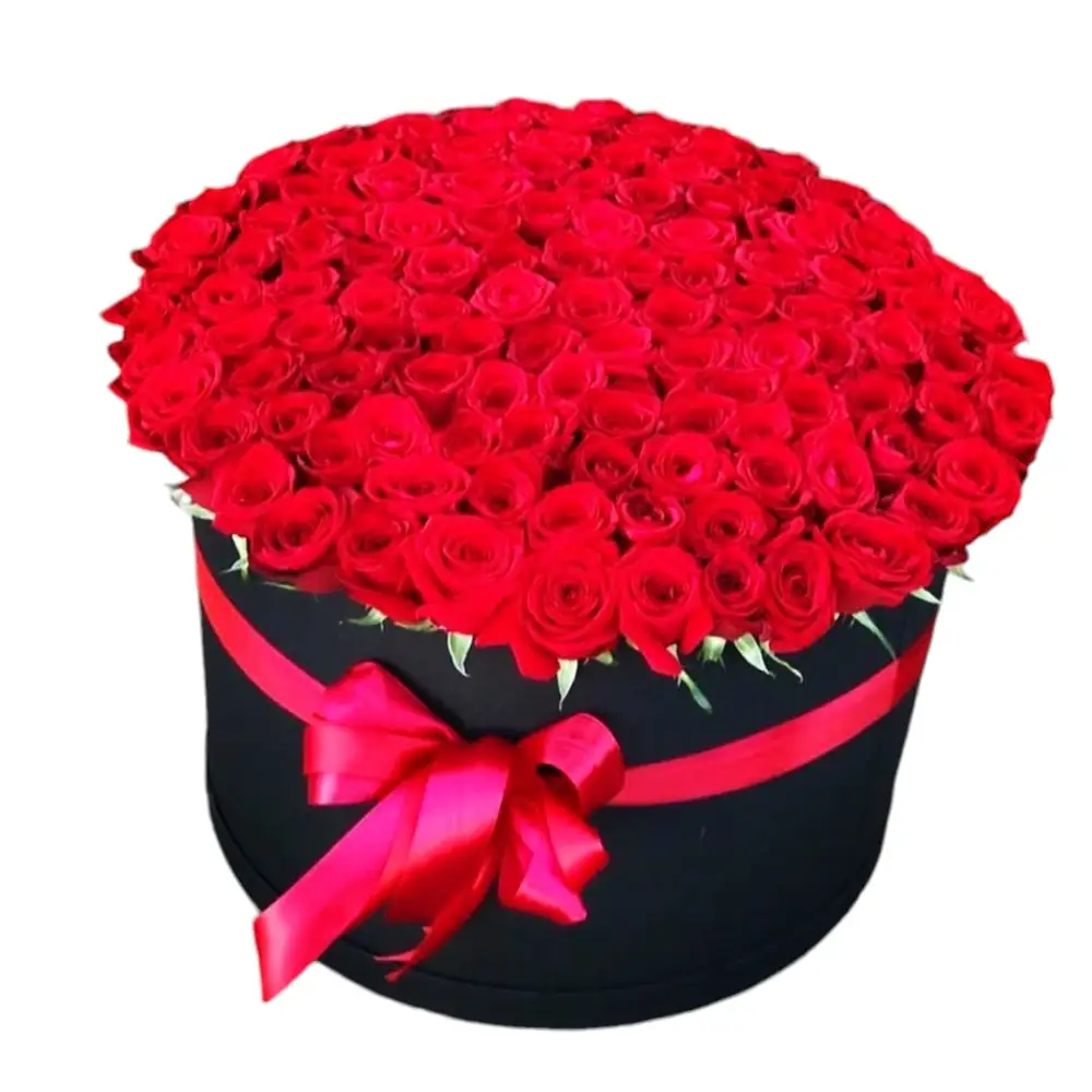 one hundred red roses box