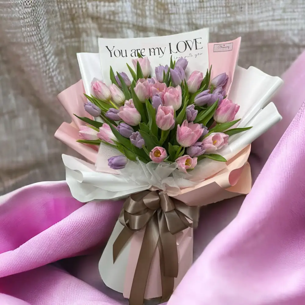 HT2001 Purple/Pink Tulips Bouquet