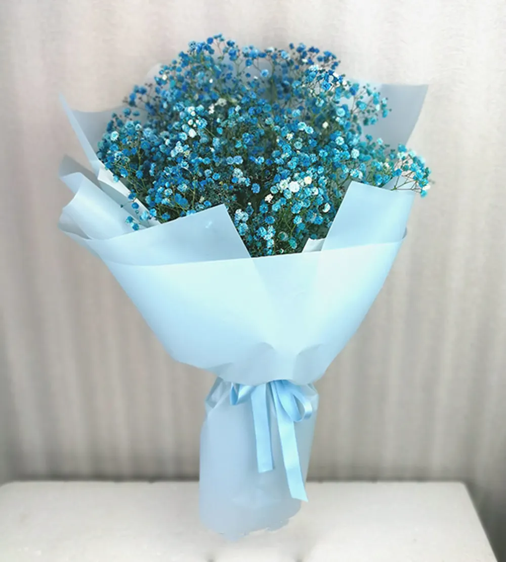 HB1002 Blue Baby Breath Hand Bouquet