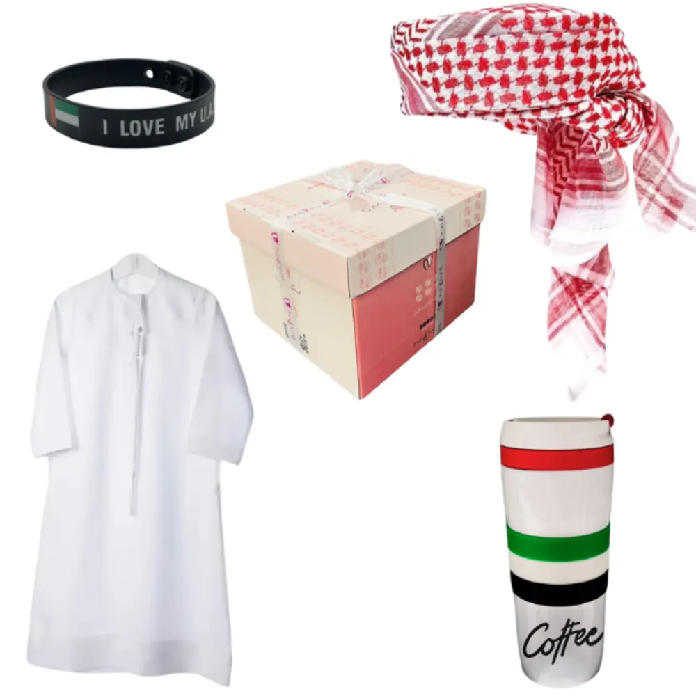 kandora for kids and ghutra ,mug for national day in nigwa box