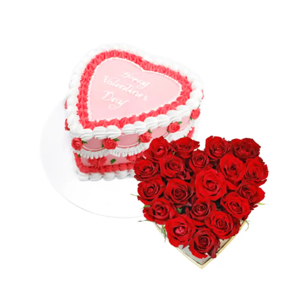 valentine's cake and flowers 6