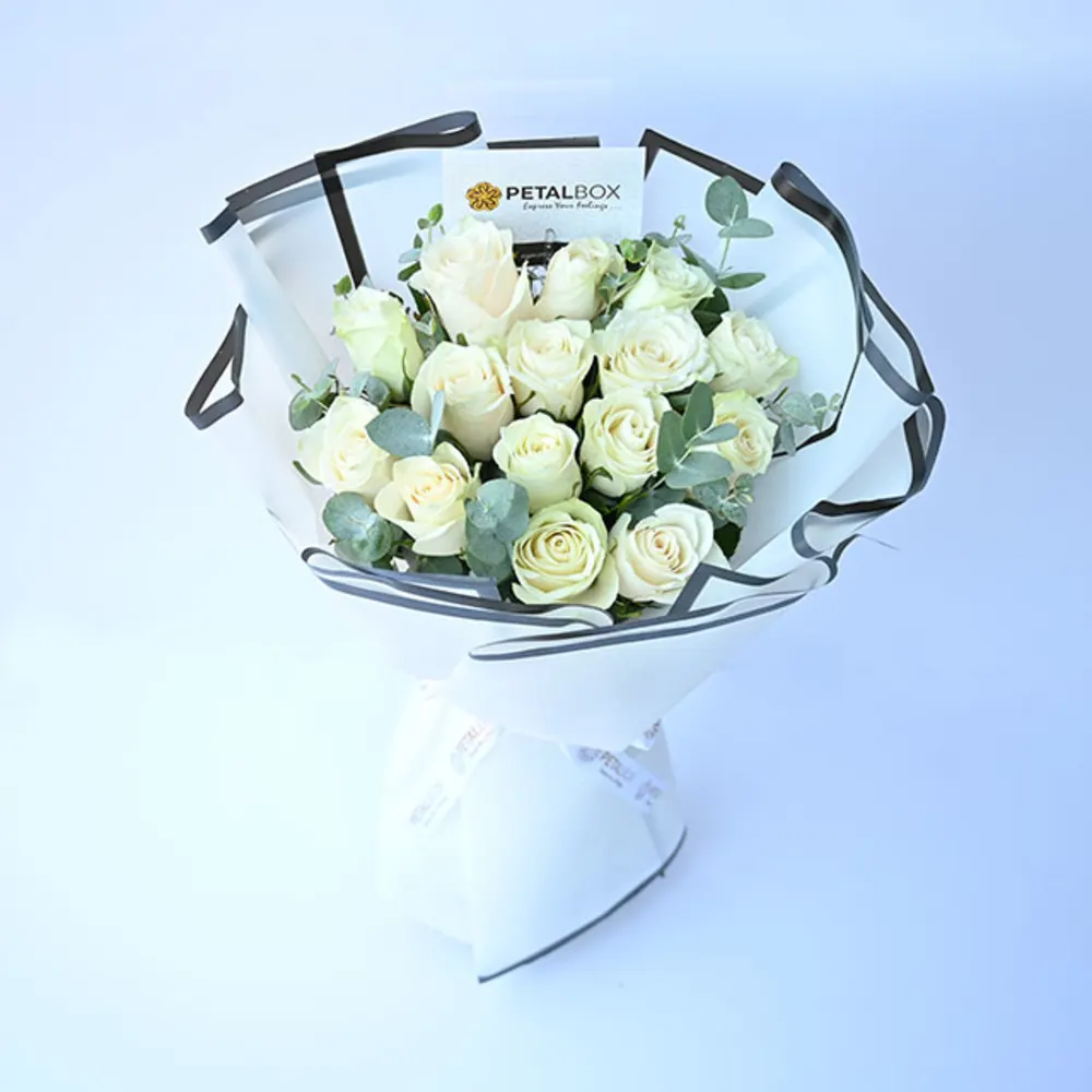 Heavenly White Rose Bouquet