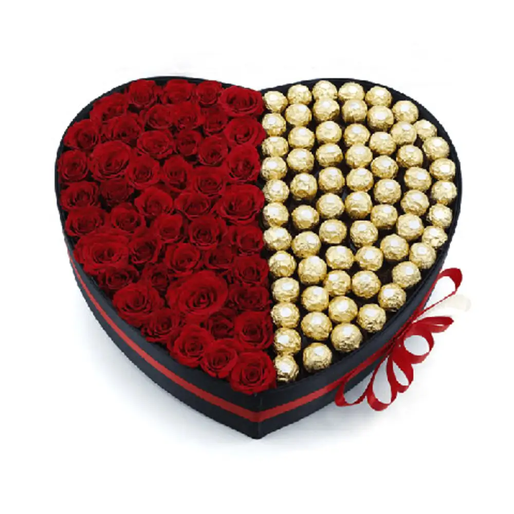 Love Heart Roses with Chocolates