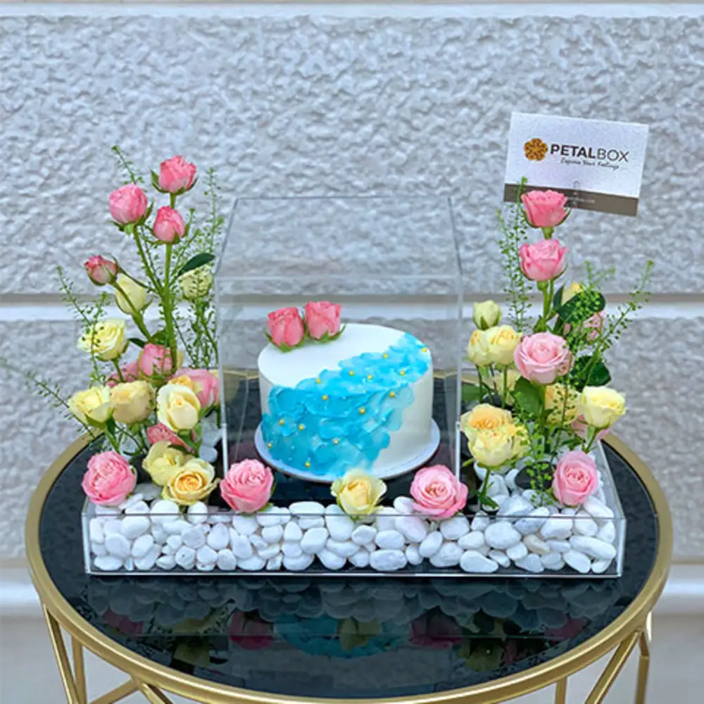 Flower And Cake Arrangement