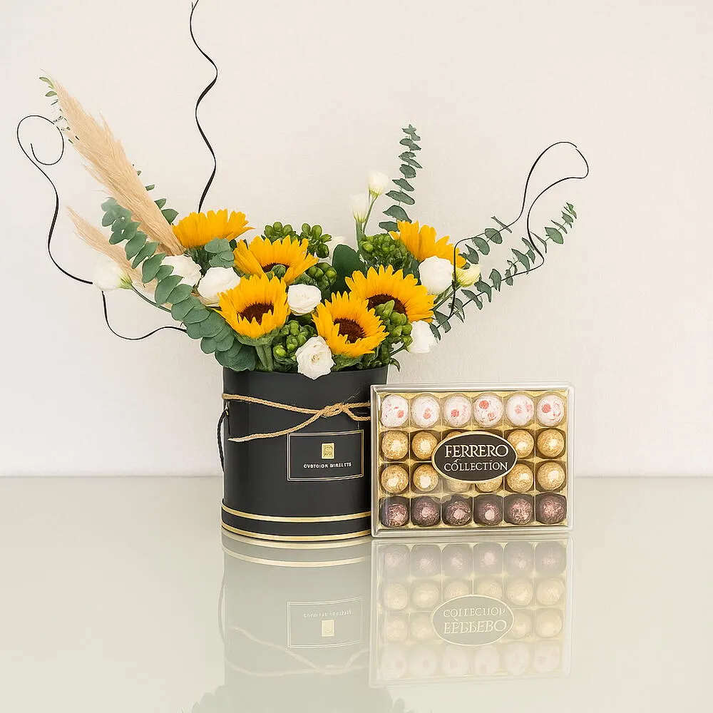 Sunflower Ferrero Rocher Gift Combo | Flowers with Chocolates