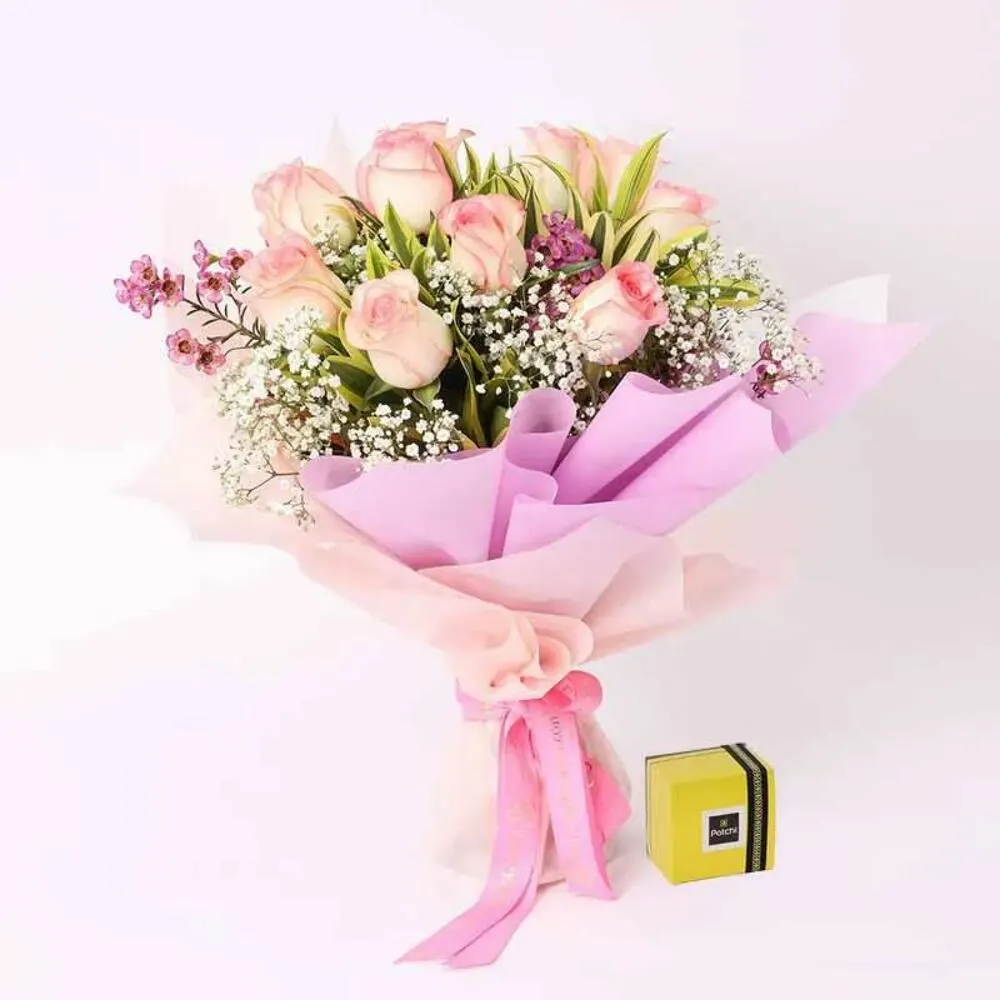 Dual Beauty 11 Roses and Deluxe Patchi Chocolates