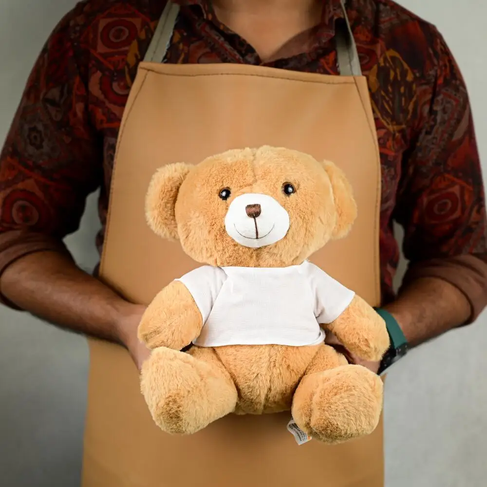 Plush Light Brown Teddy Bear with White Shirt-5441