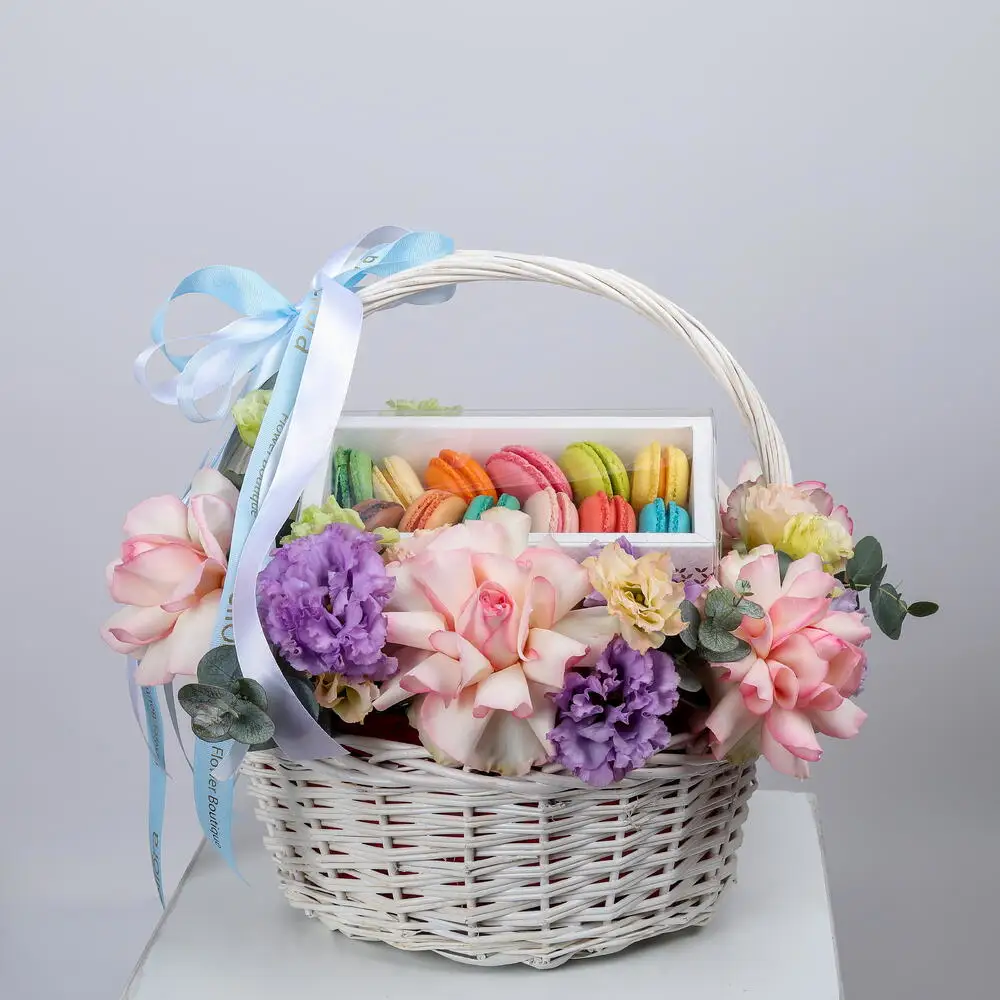 Sweet Macaron Bloom Flower Basket 7285