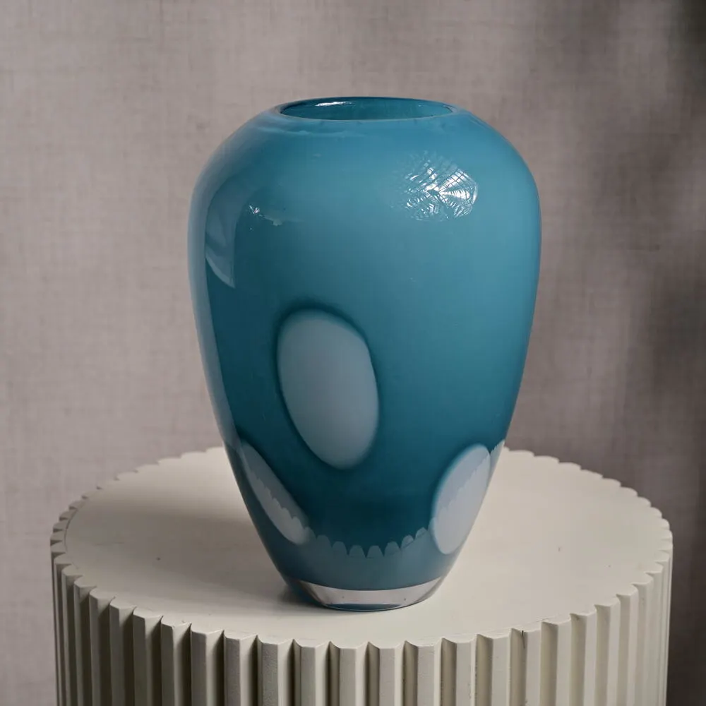 Polka Dots Blue Glass Vase 6704