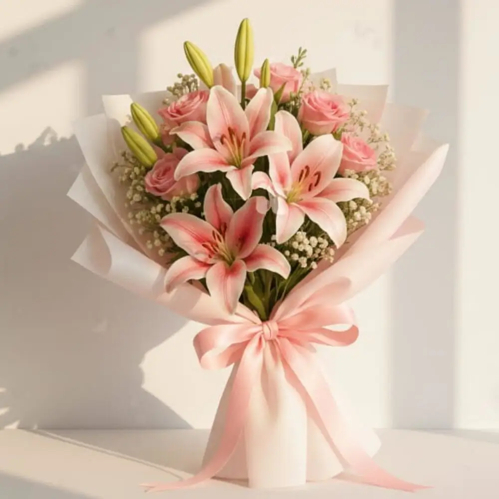 Lilies Baby Roses Bouquet