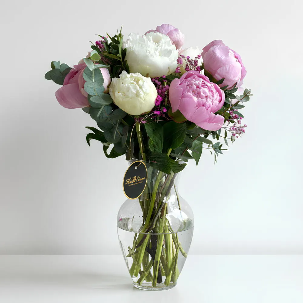 Full Bloomed Peonies in Vase