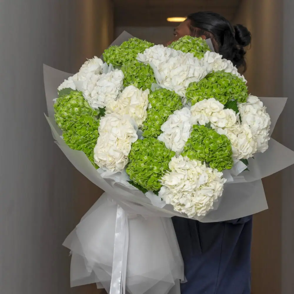 21 White And Green Hydrangea Bouquet-1583