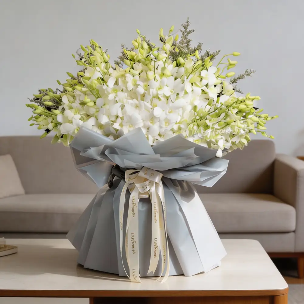 40 White Orchids Bouquet