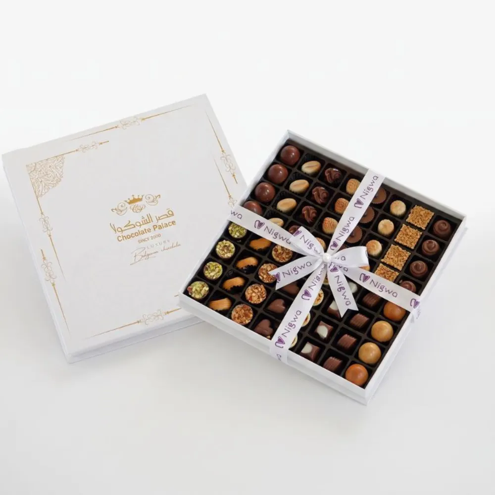 Fresh Chocolate Box 64 PiecesFresh Chocolate Box, Handmade Chocolate Gift, Premium Chocolate Collection UAE, بوكس شوكولاتة طازجة, شوكولاتة يدوية فاخرة, هدية شوكولاتة راقية