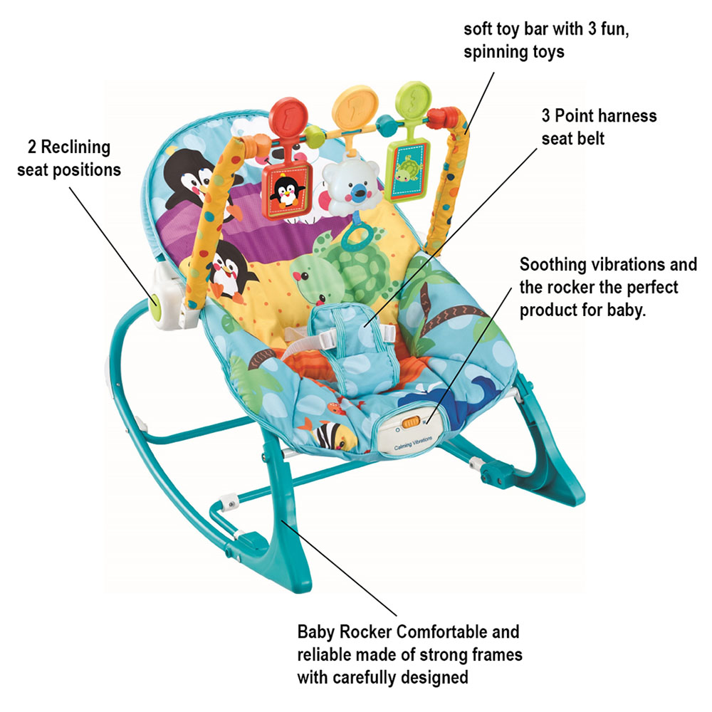 Fitch Baby Rocker & Bouncing Chair Portable W/ Vibration and Music for 0+ Months view 6