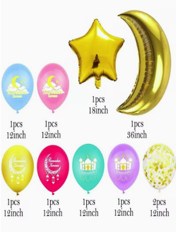 10-Piece Ramadan And Eid Mubarak Decoration Balloons view 4