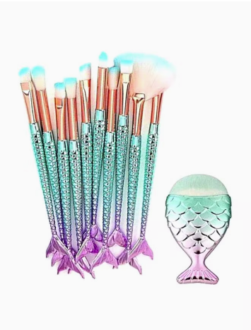 CYTHERIA 11-Piece Mermaid shape Makeup Brushes 700 G Multicolour view 1