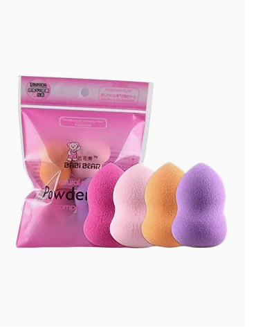 CYTHERIA 4-Piece Makeup Foundation Puff Sponge Set Pink/Yellow/Purple view 1
