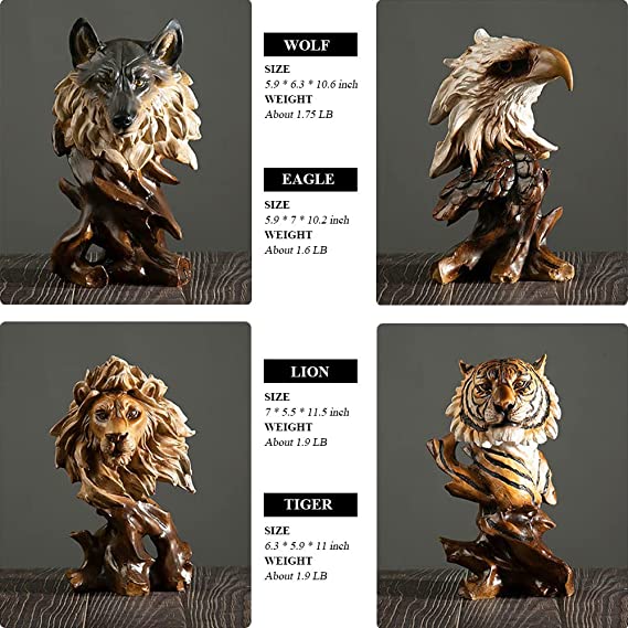 Eagle Lion Tiger Wolf Resin Statue Decoration view 5