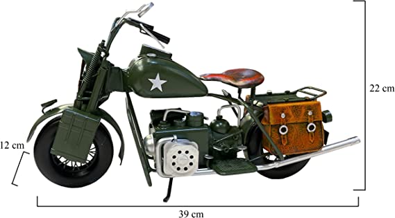 Antique Classical Military Motorcycle Model Vintage view 4