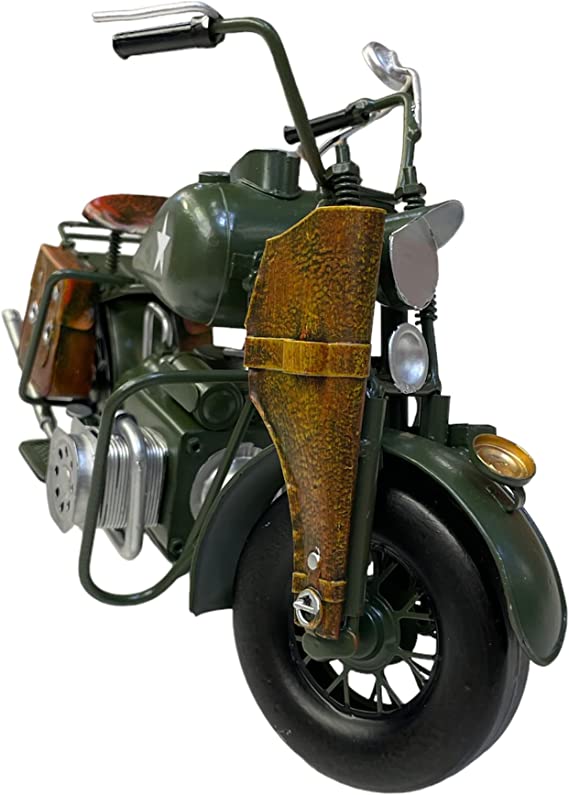 Antique Classical Military Motorcycle Model Vintage view 1