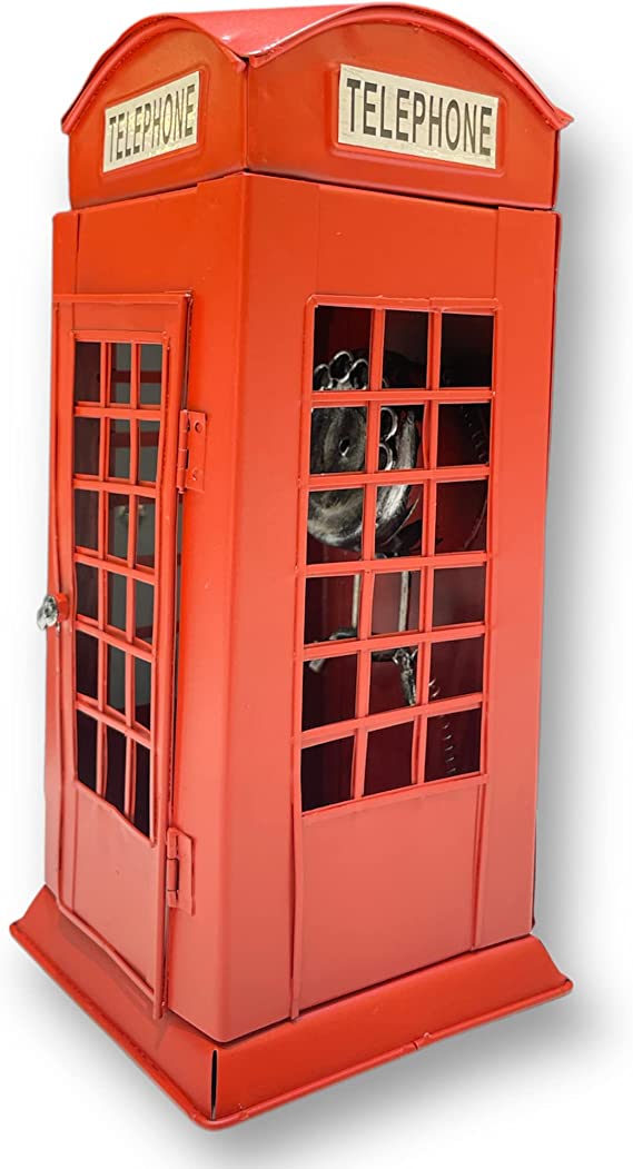 Antique Metal Iron Red London Telephone Box Phone Booth view 4