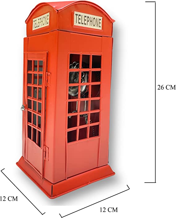 Antique Metal Iron Red London Telephone Box Phone Booth view 5
