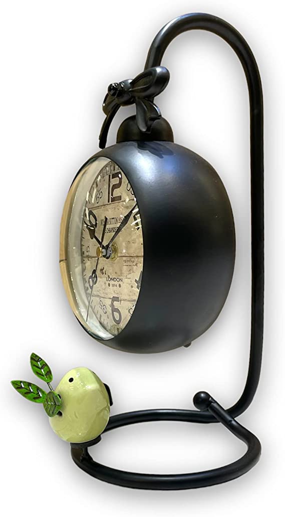 Antique Finish Cast Metal Desk Table Clock Vintage Design view 4