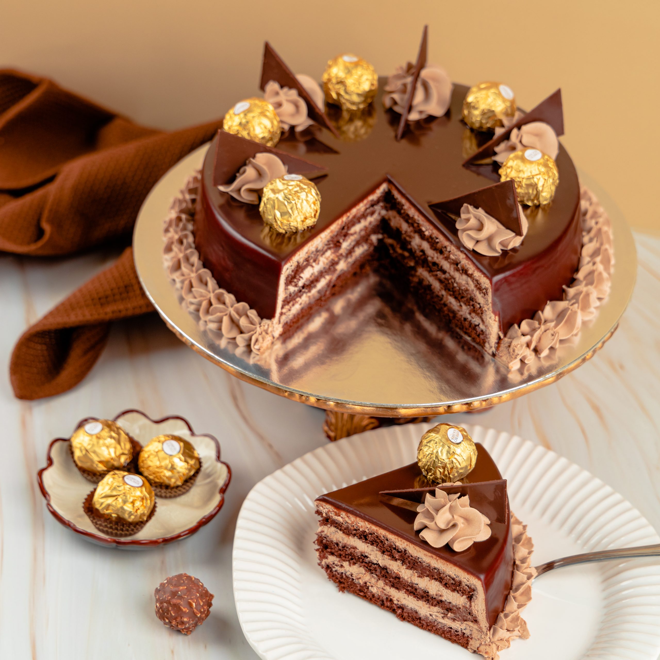Ferrero Rocher chocolate cake view 4