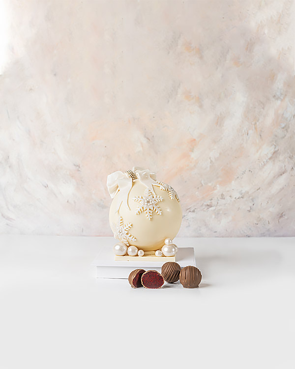 White 3D Chocolate Bauble by NJD view 4