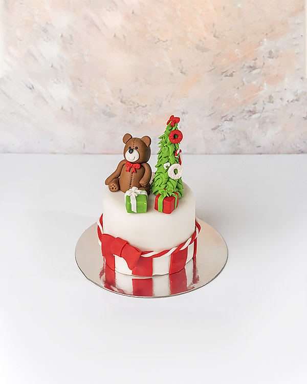 Chocolate Teddy and Tree Christmas Cake by NJD view 1