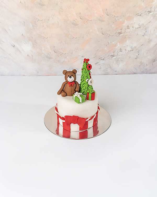 Chocolate Teddy and Tree Christmas Cake by NJD view 4