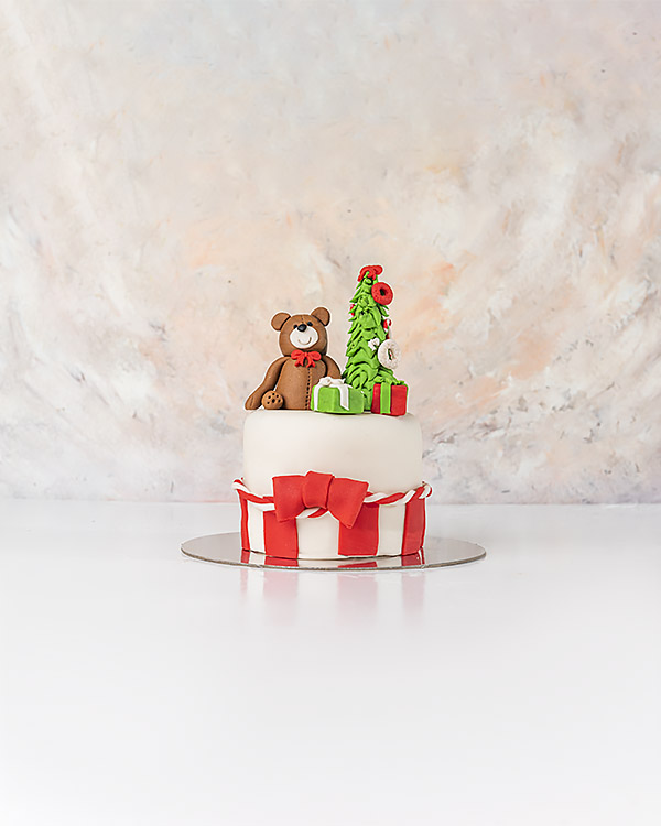 Chocolate Teddy and Tree Christmas Cake by NJD view 5