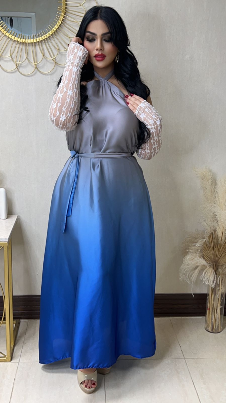 Silk satin dress view 1