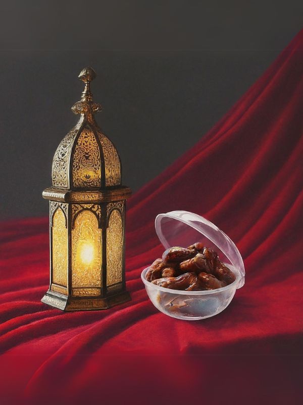 Metal Ramadan lantern & Date Halwa - Date Halwa saffron view 1