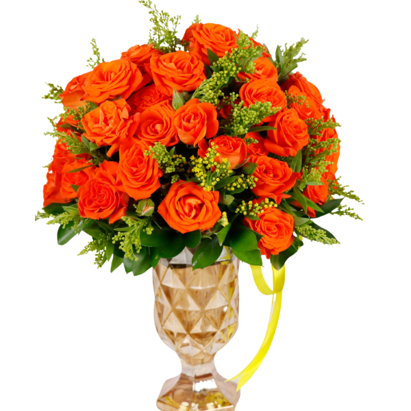 Orange bouquet explosion view 1