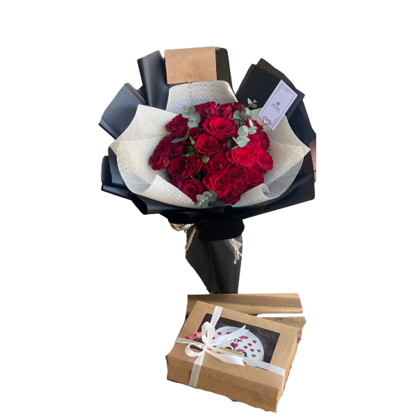 Rose bouquet with cake2 view 4