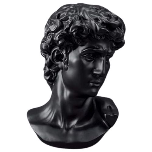 Classic Greek Michelangelo David Bust Statue (Black, 15cm) view 1