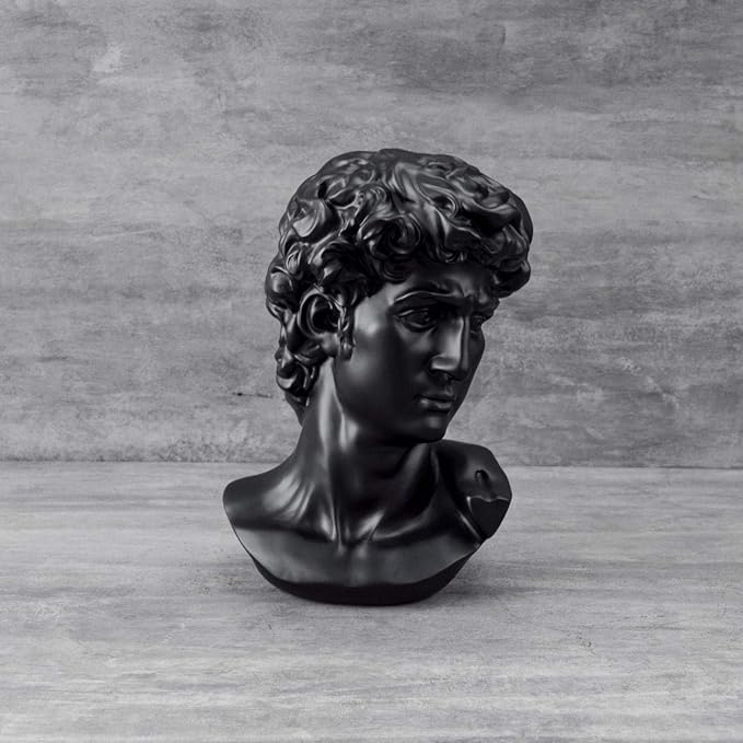 Classic Greek Michelangelo David Bust Statue (Black, 15cm) view 4