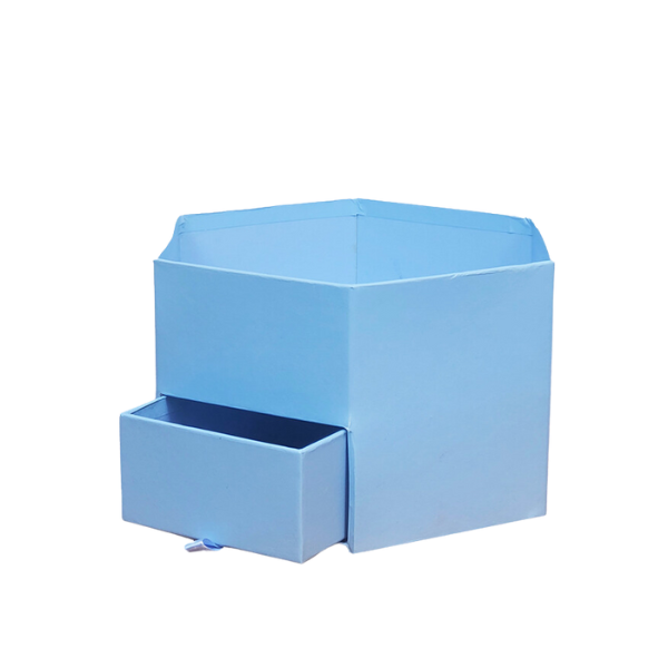 Shaped Open Blue box - With a Drawer view 1