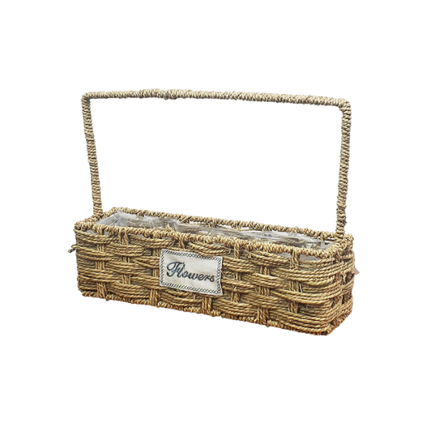 Straw Long Basket - With Handle view 1