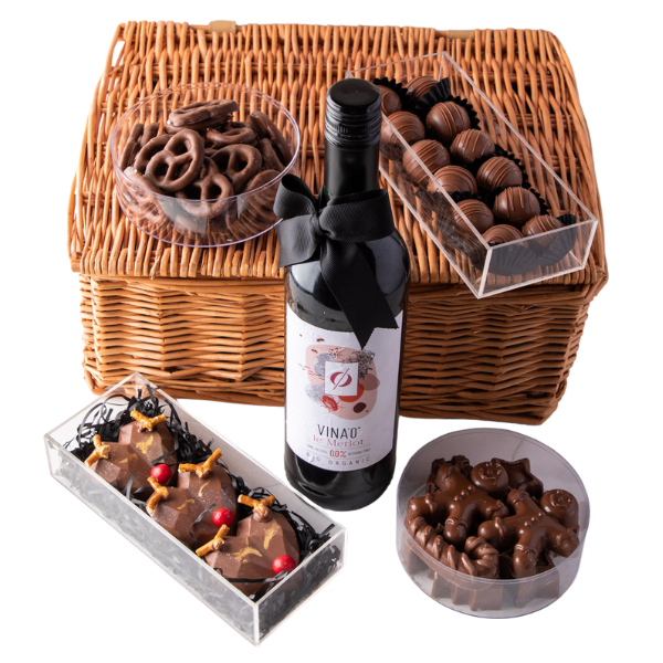 0% Organic Merlot and Chocolate Hamper by NJD view 1