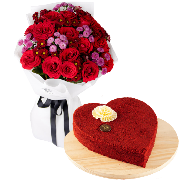 Rose Delight with Cake view 1